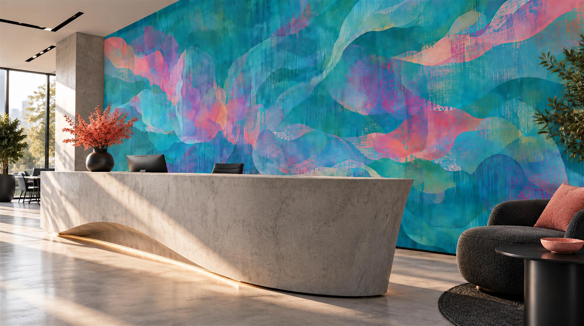 Teal Abstract Geometry Wallpaper Mural Scene