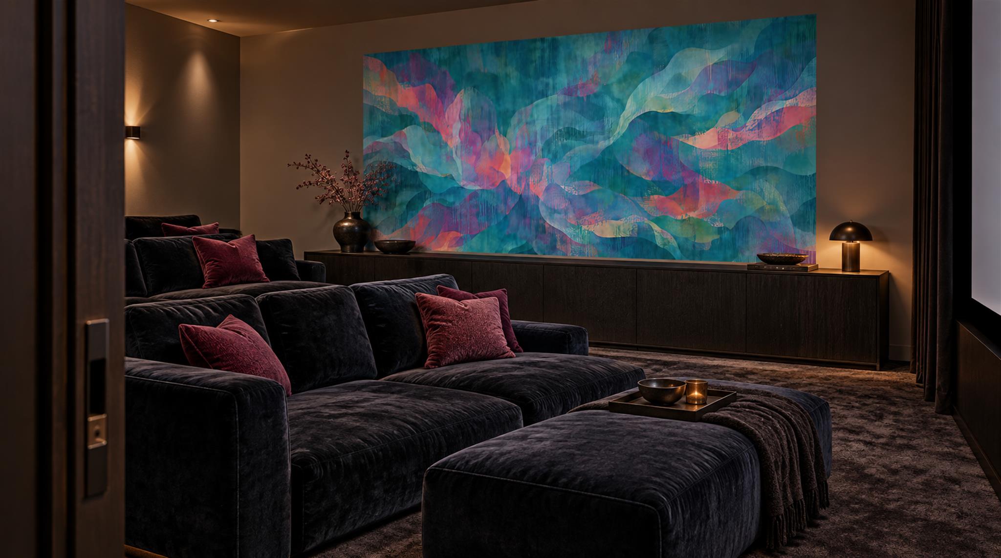 Teal Abstract Geometry Wallpaper Mural Scene