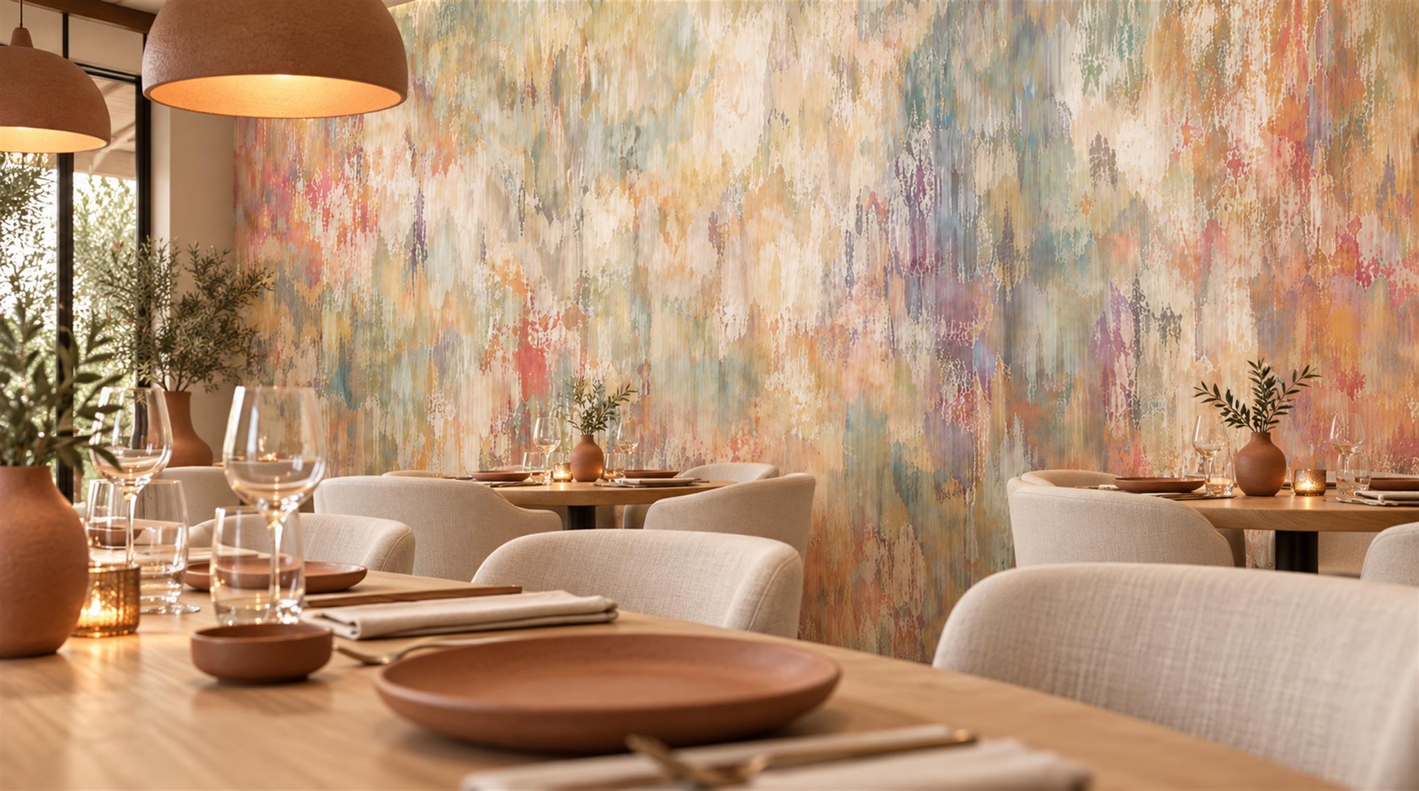 Neutral Abstract Geometry Wallpaper Mural Scene