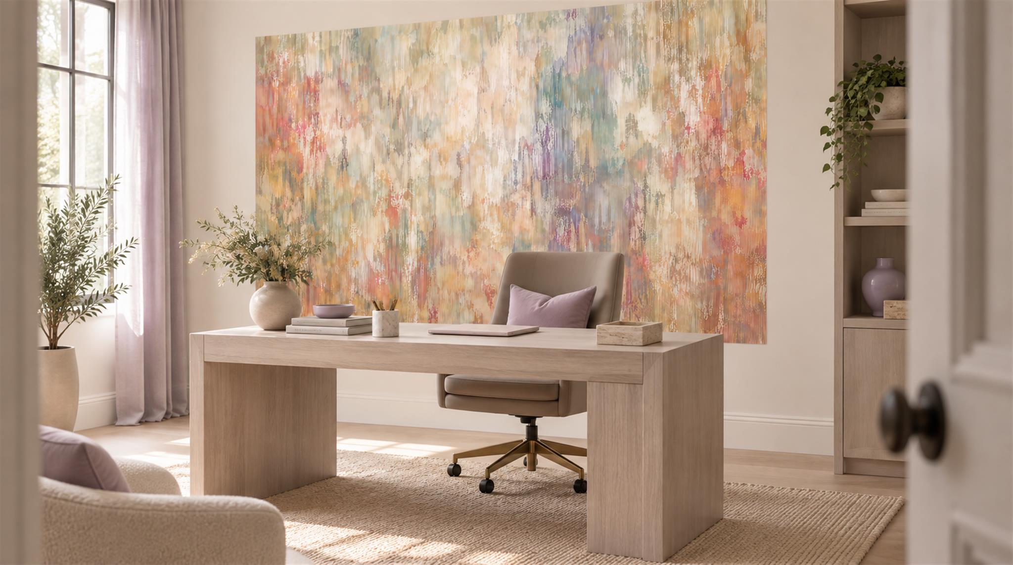 Neutral Abstract Geometry Wallpaper Mural Scene