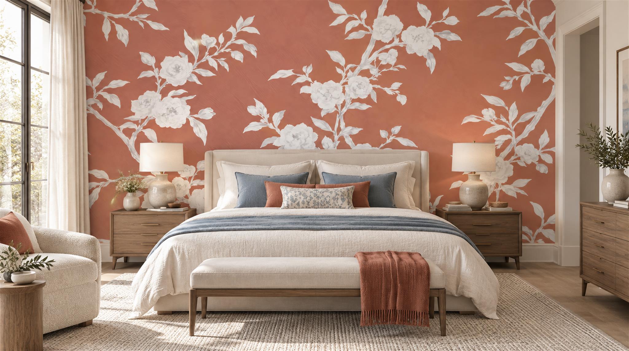 Neutral Blossom Branches Wallpaper Mural Main