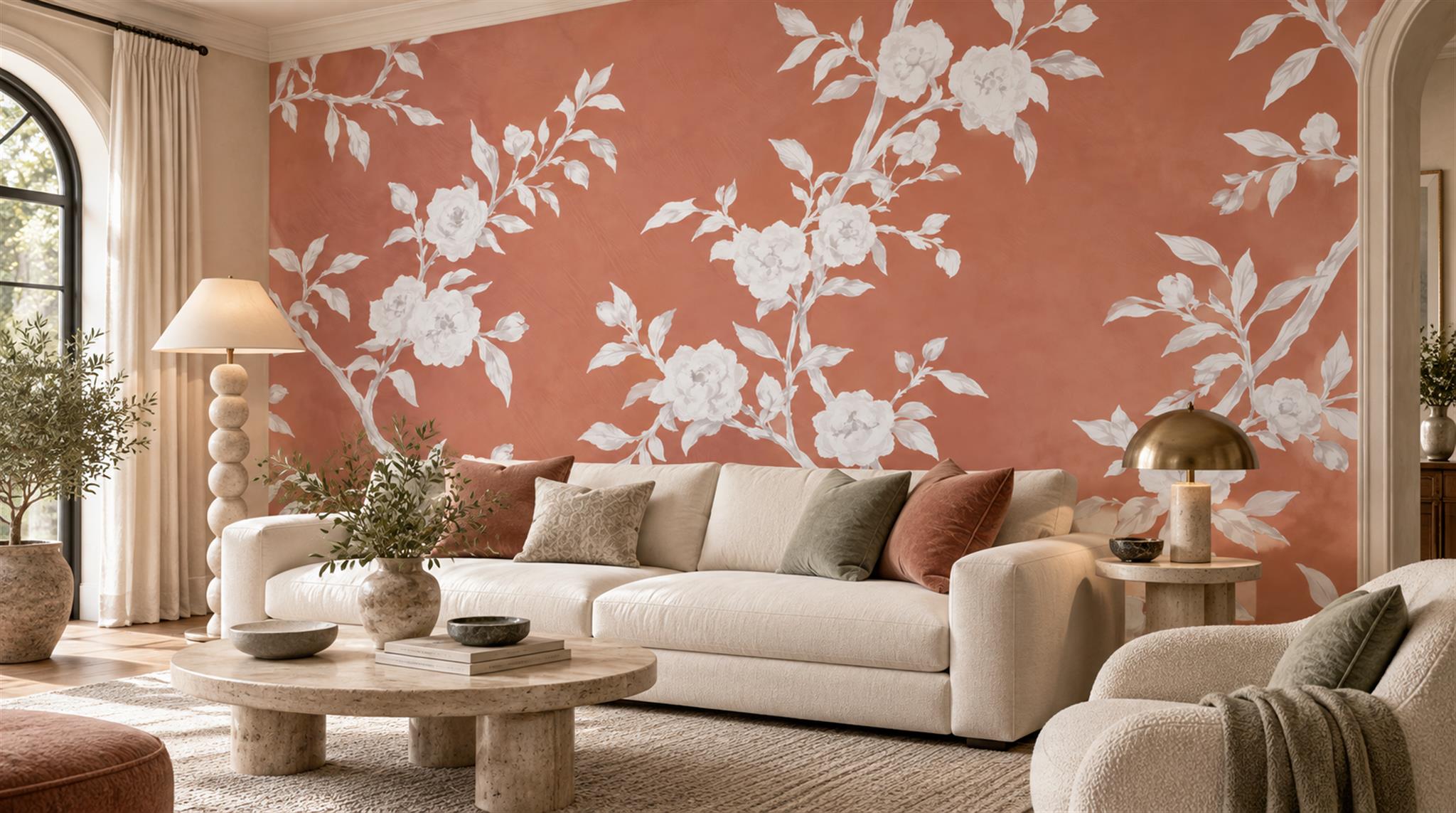 Neutral Blossom Branches Wallpaper Mural Scene