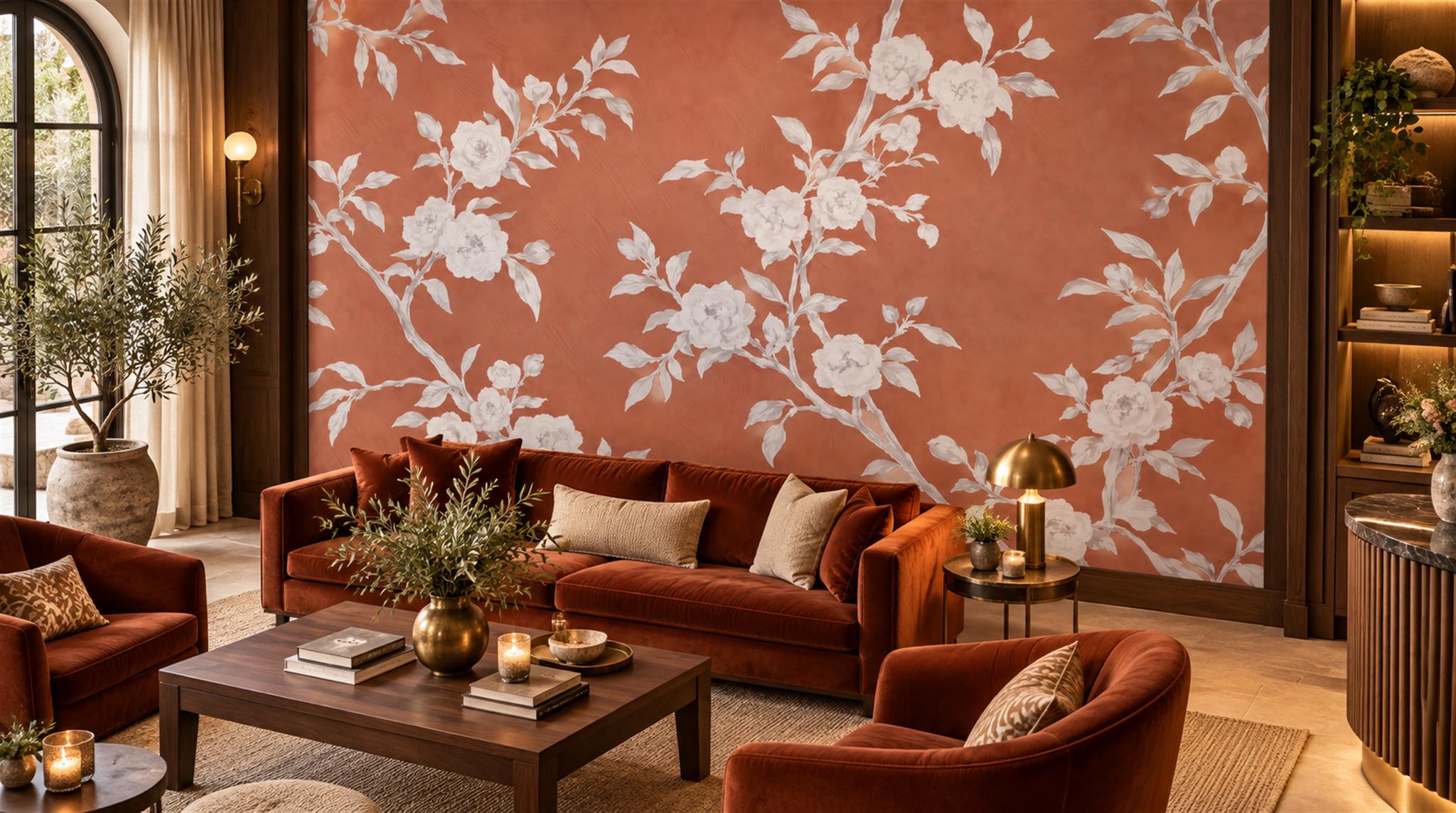 Neutral Blossom Branches Wallpaper Mural Scene