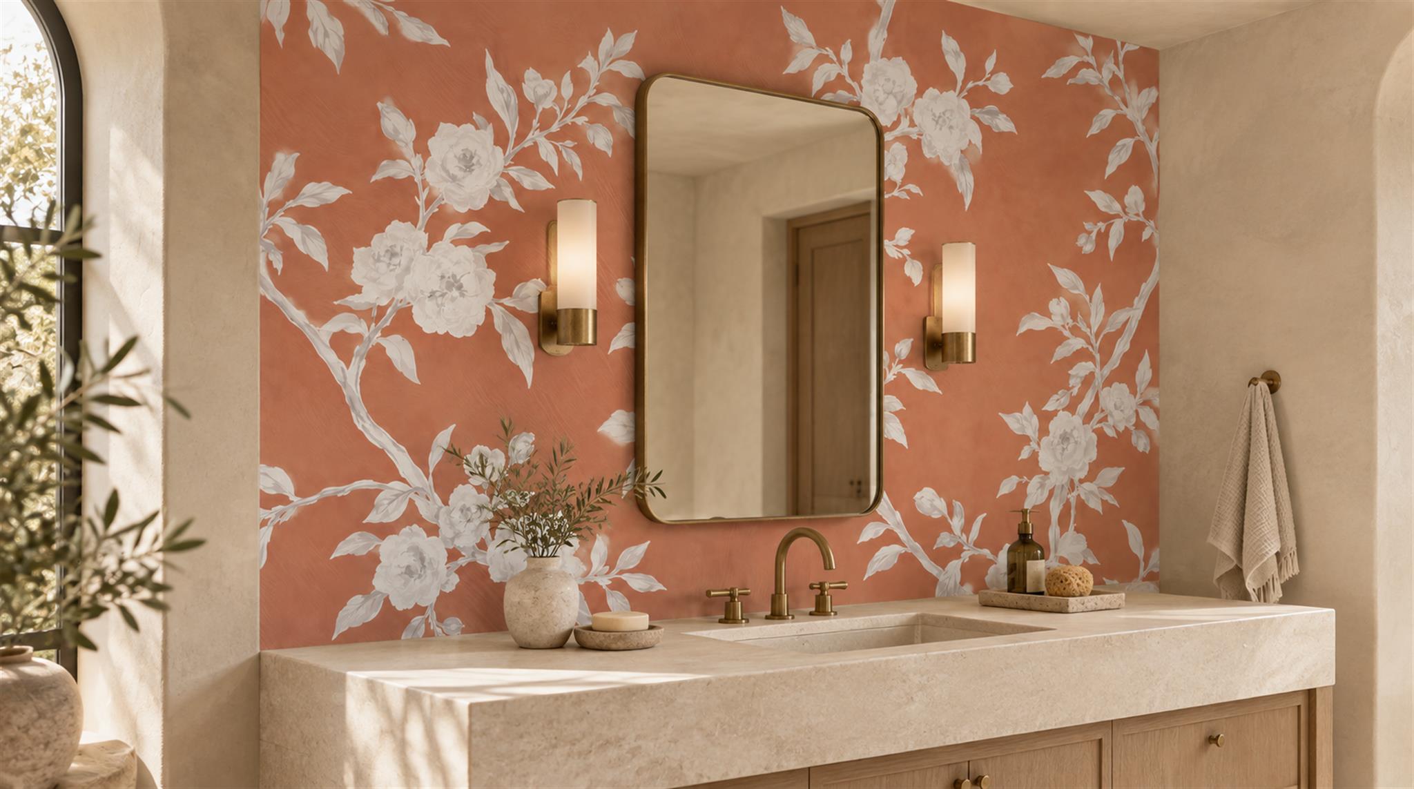 Neutral Blossom Branches Wallpaper Mural Scene