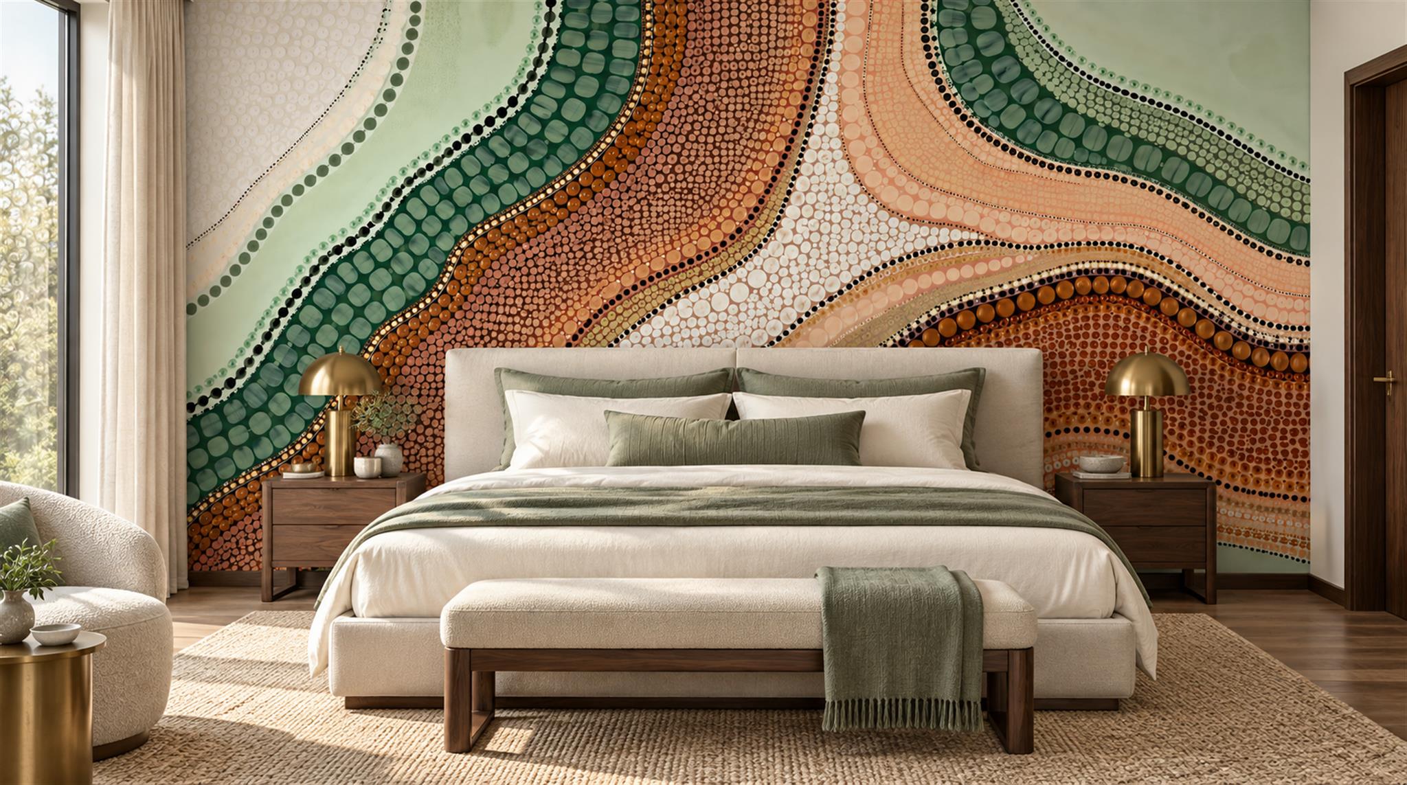 Sage Green Layered Foliage Wallpaper Mural Main
