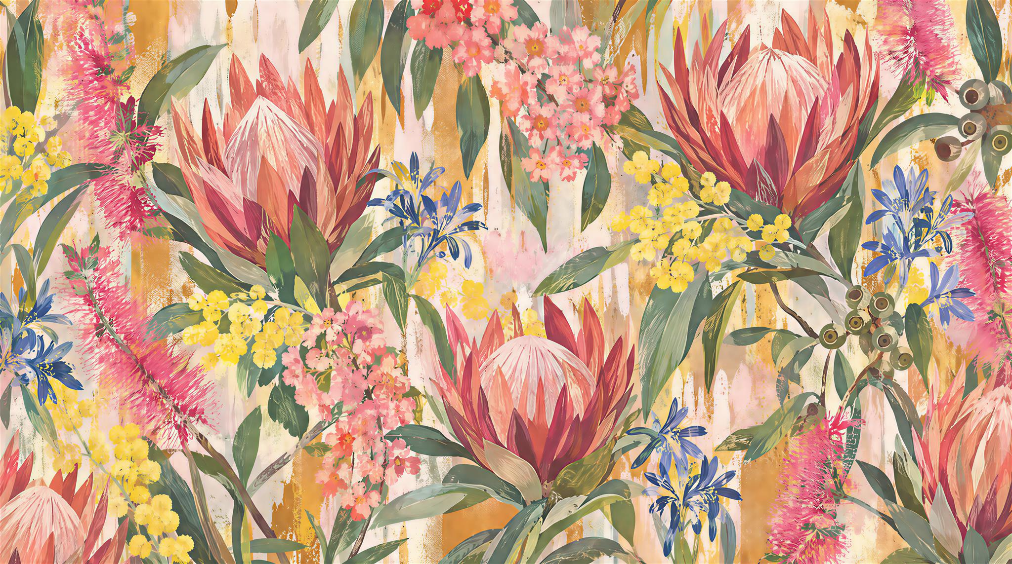 Neutral Tropical Foliage Wallpaper Mural Main