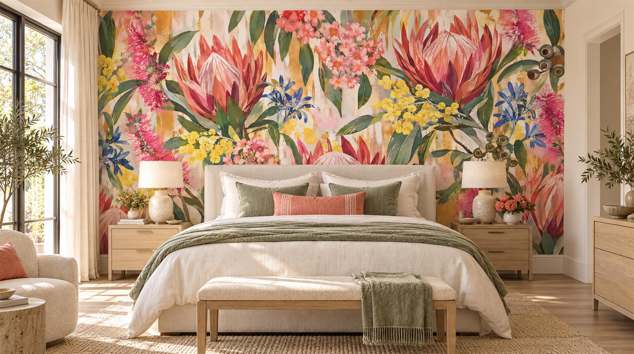 Neutral Tropical Foliage Wallpaper Mural Main
