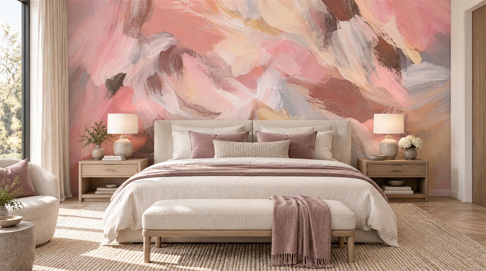 Pink Abstract Geometry Wallpaper Mural Main