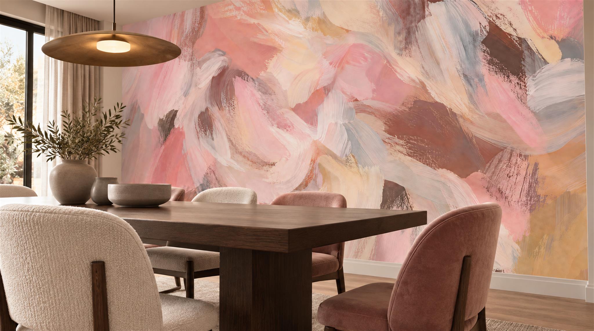 Pink Abstract Geometry Wallpaper Mural Scene