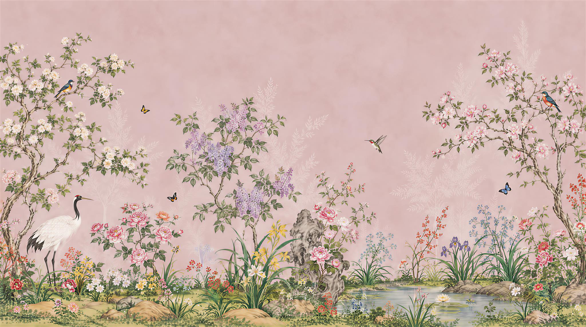 Pink Layered Foliage Wallpaper Mural Main