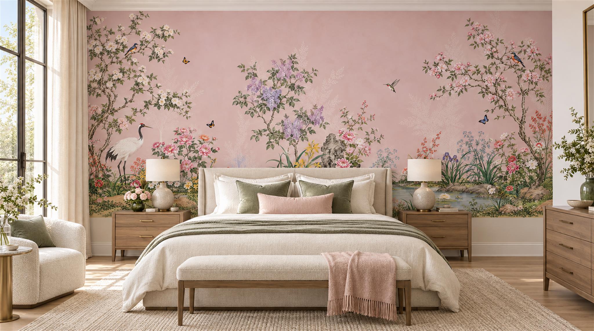 Pink Layered Foliage Wallpaper Mural Main