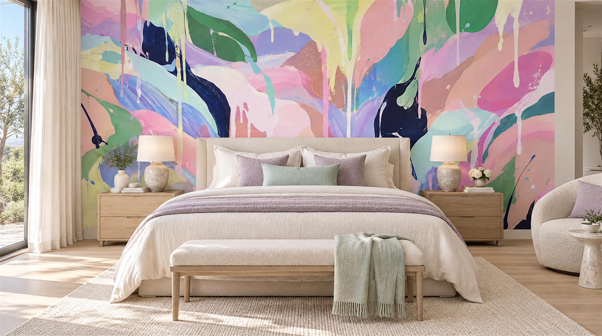 Neutral Abstract Geometry Wallpaper Mural Main