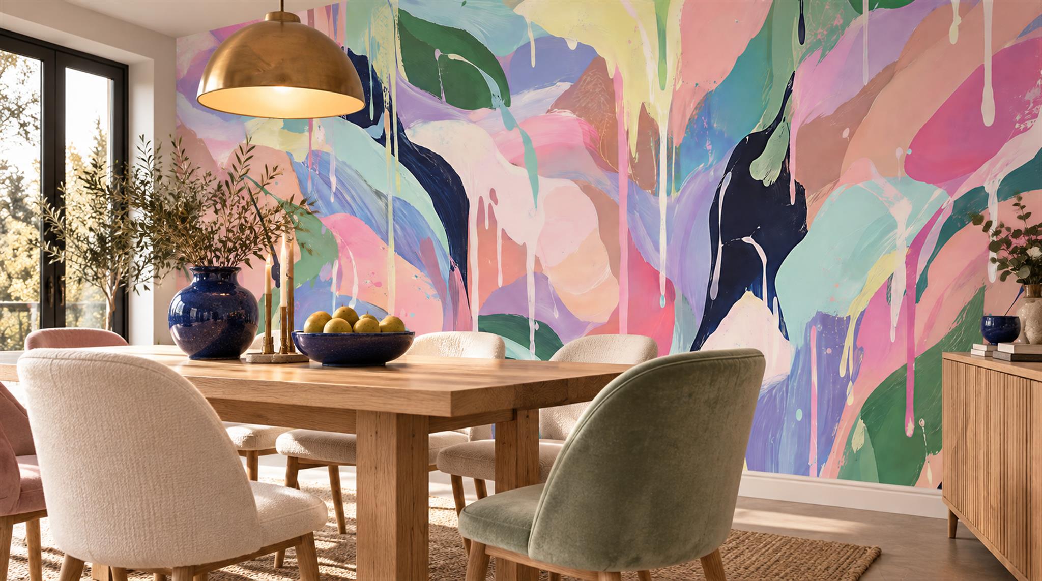 Neutral Abstract Geometry Wallpaper Mural Scene