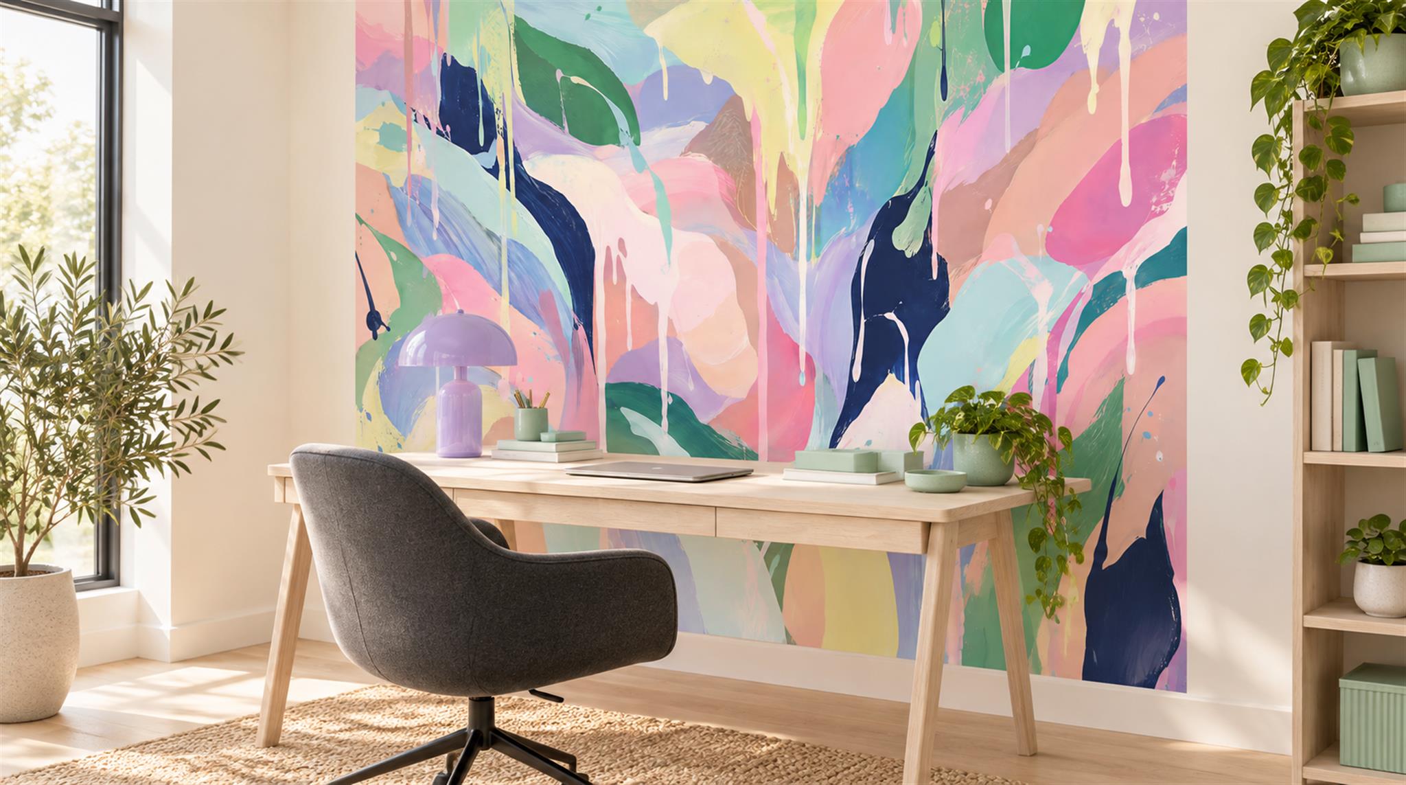 Neutral Abstract Geometry Wallpaper Mural Scene
