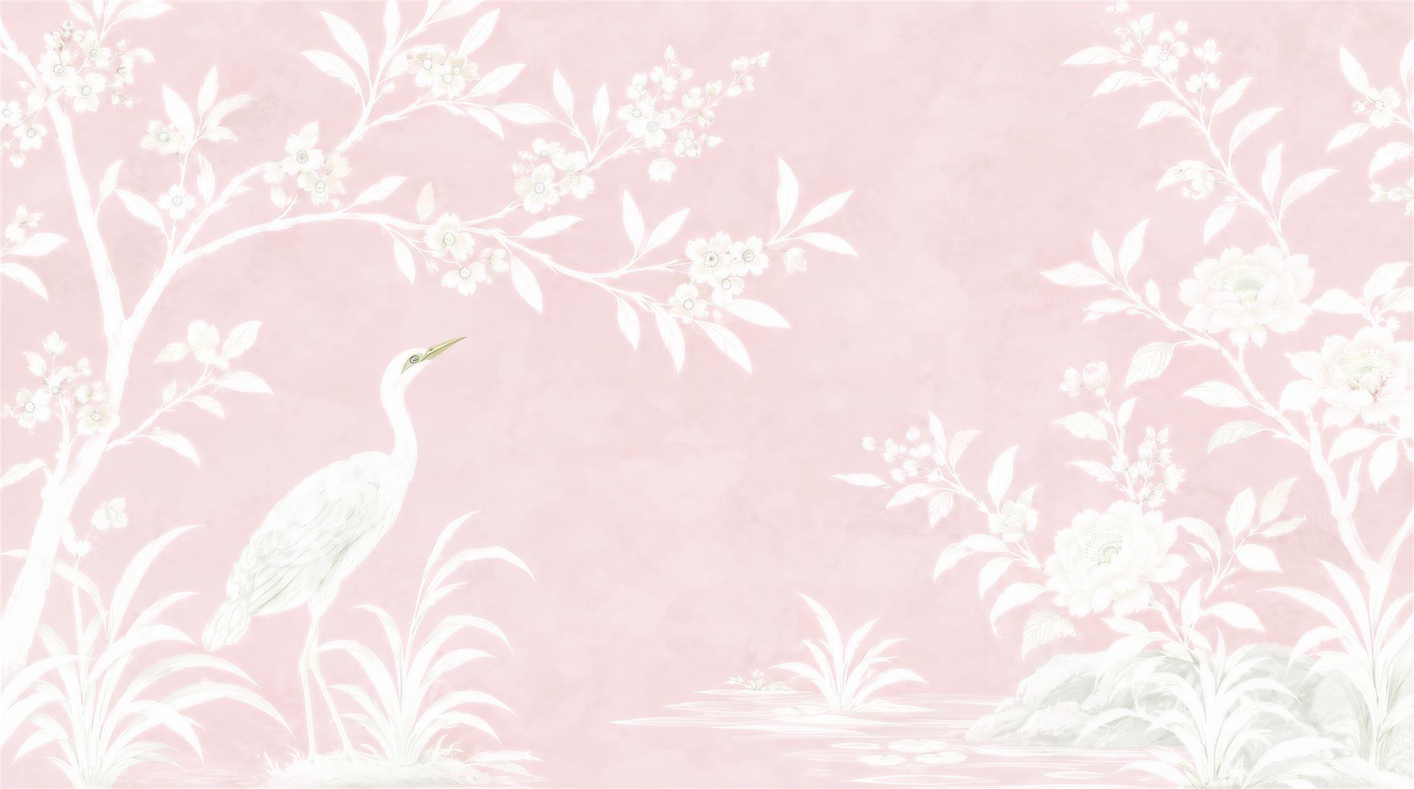 Pink Leaf Patterning Wallpaper Mural Main