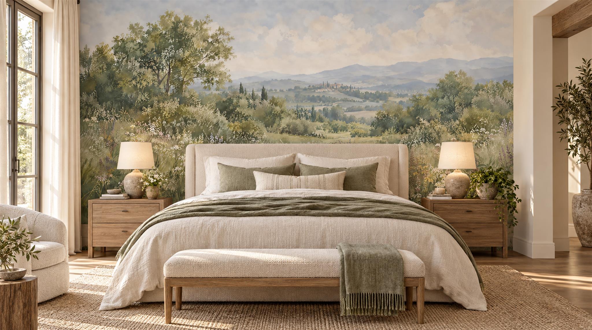 Sage Green Decorative Wall Art Wallpaper Mural
