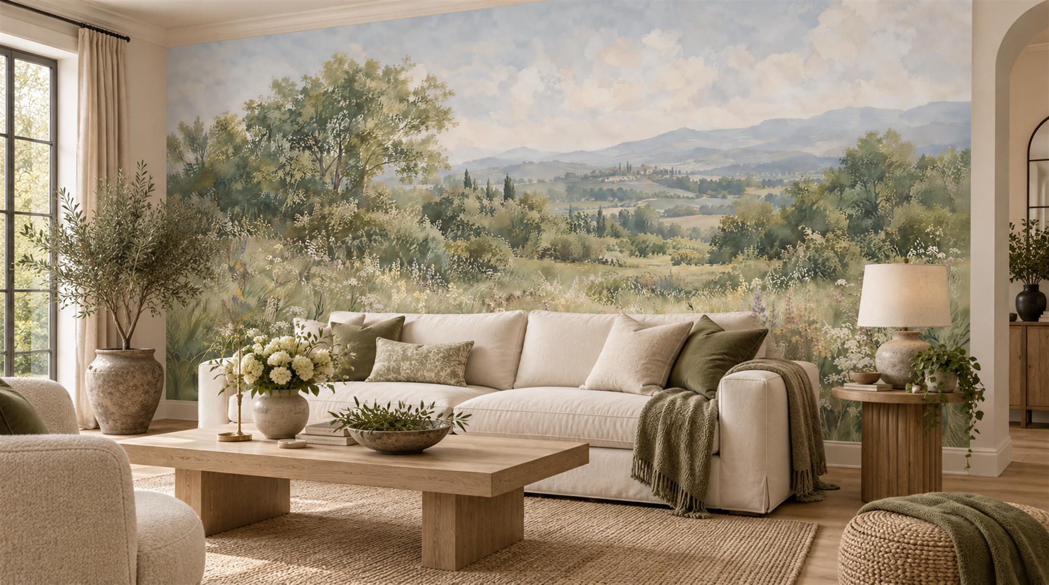 Sage Green Decorative Wall Art Wallpaper Mural Scene
