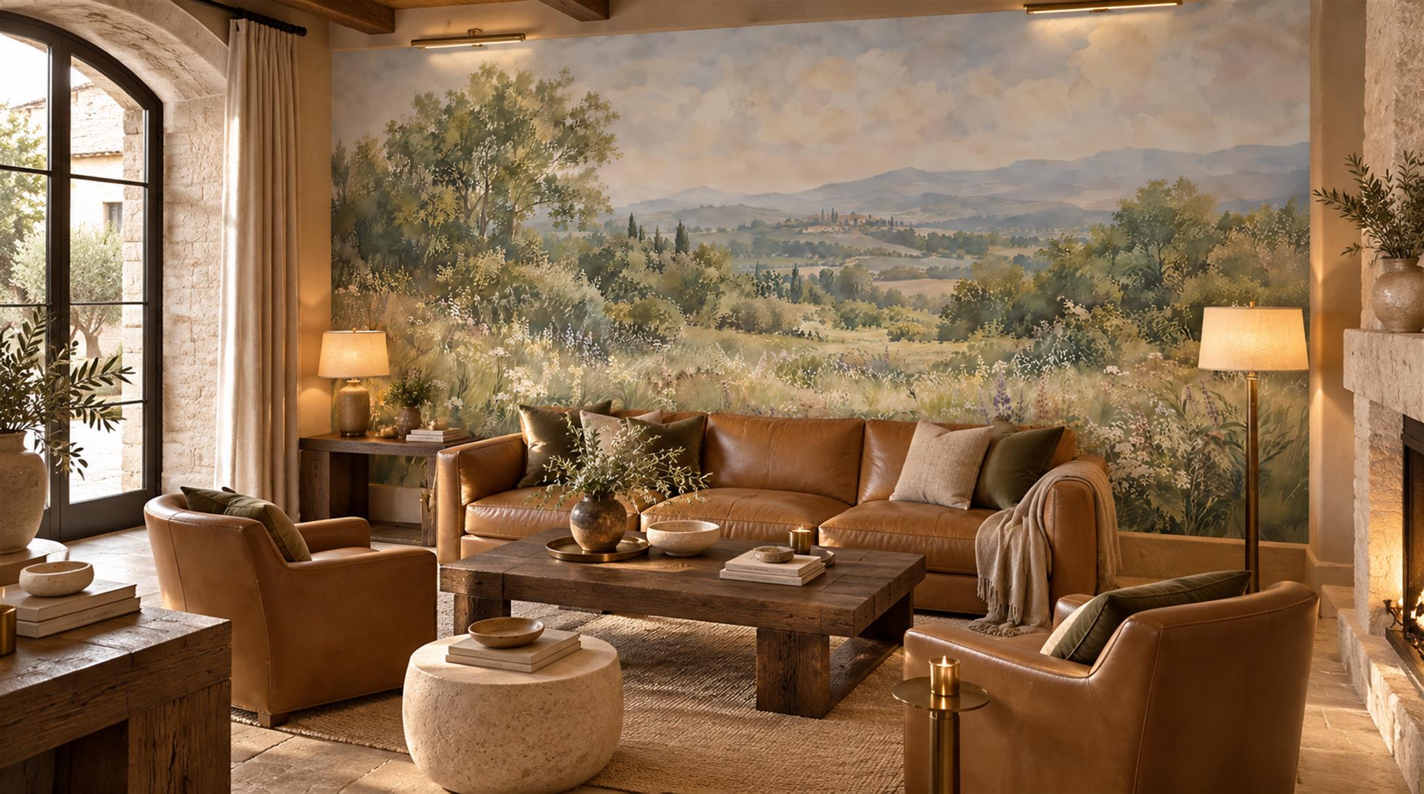Sage Green Decorative Wall Art Wallpaper Mural Scene