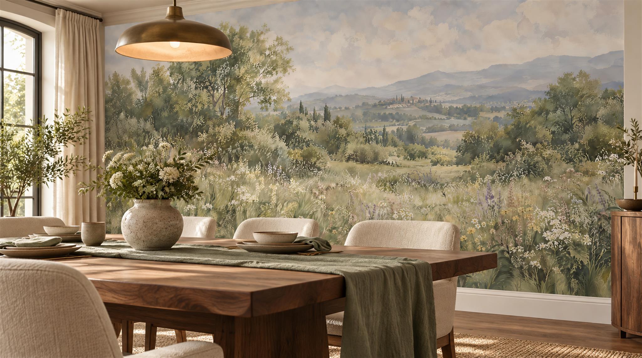 Sage Green Decorative Wall Art Wallpaper Mural Scene