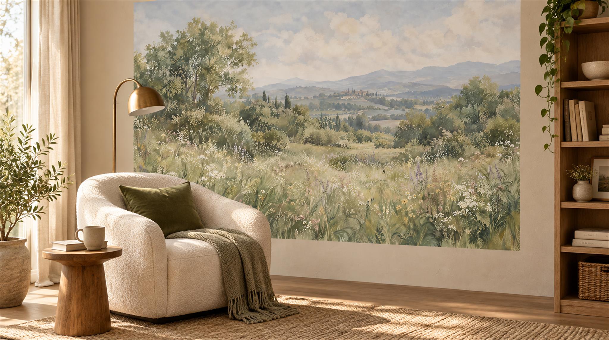 Sage Green Decorative Wall Art Wallpaper Mural Scene
