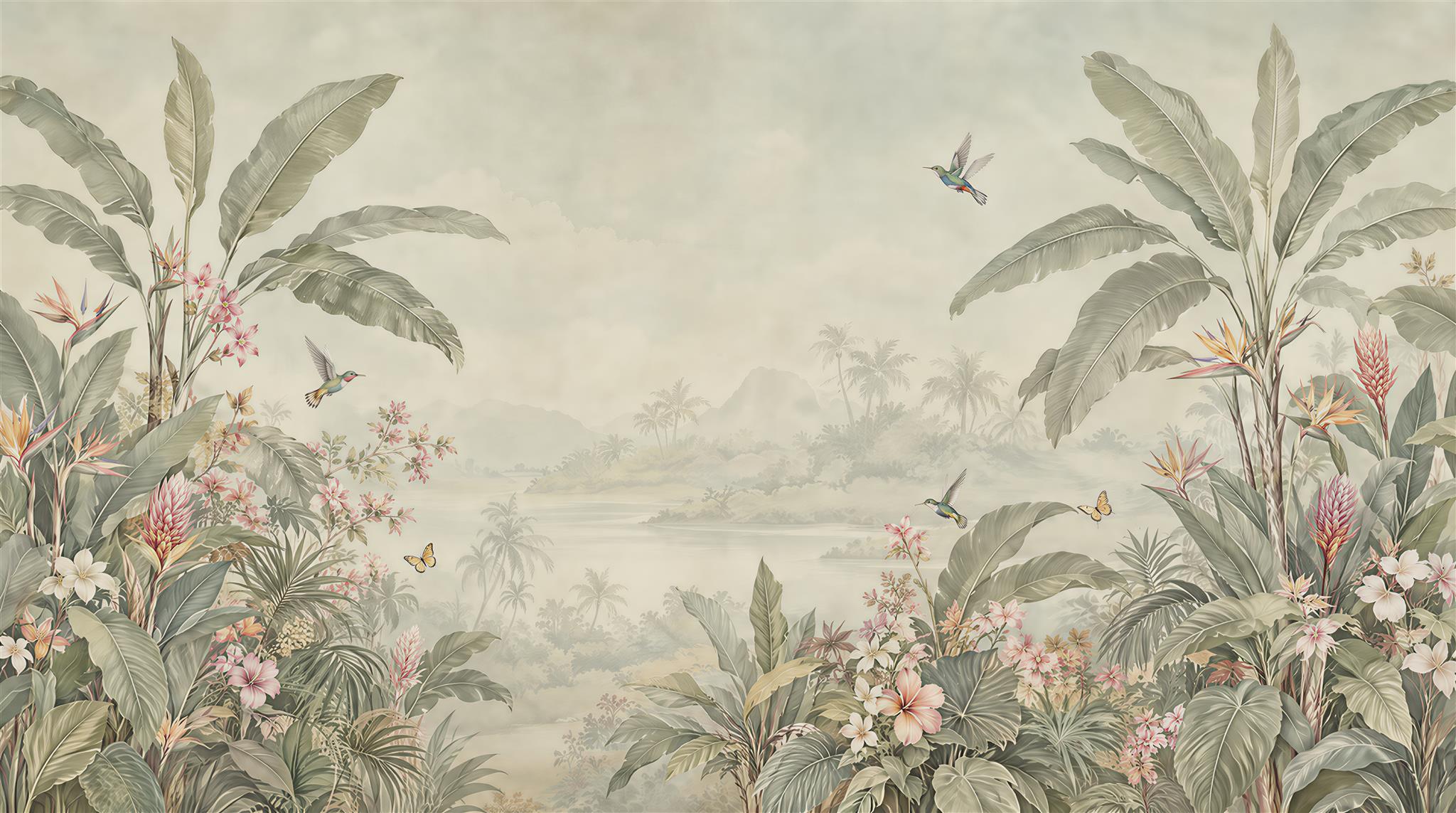 Ivory Leaf Patterning Wallpaper Mural Main