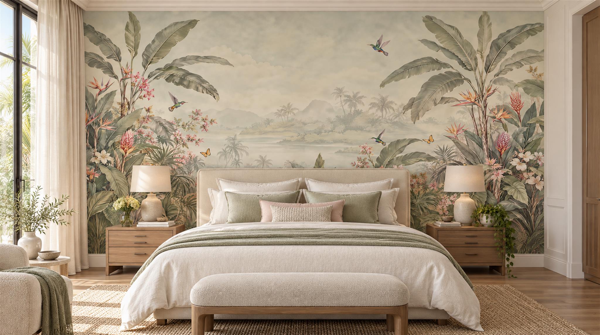 Ivory Leaf Patterning Wallpaper Mural Main