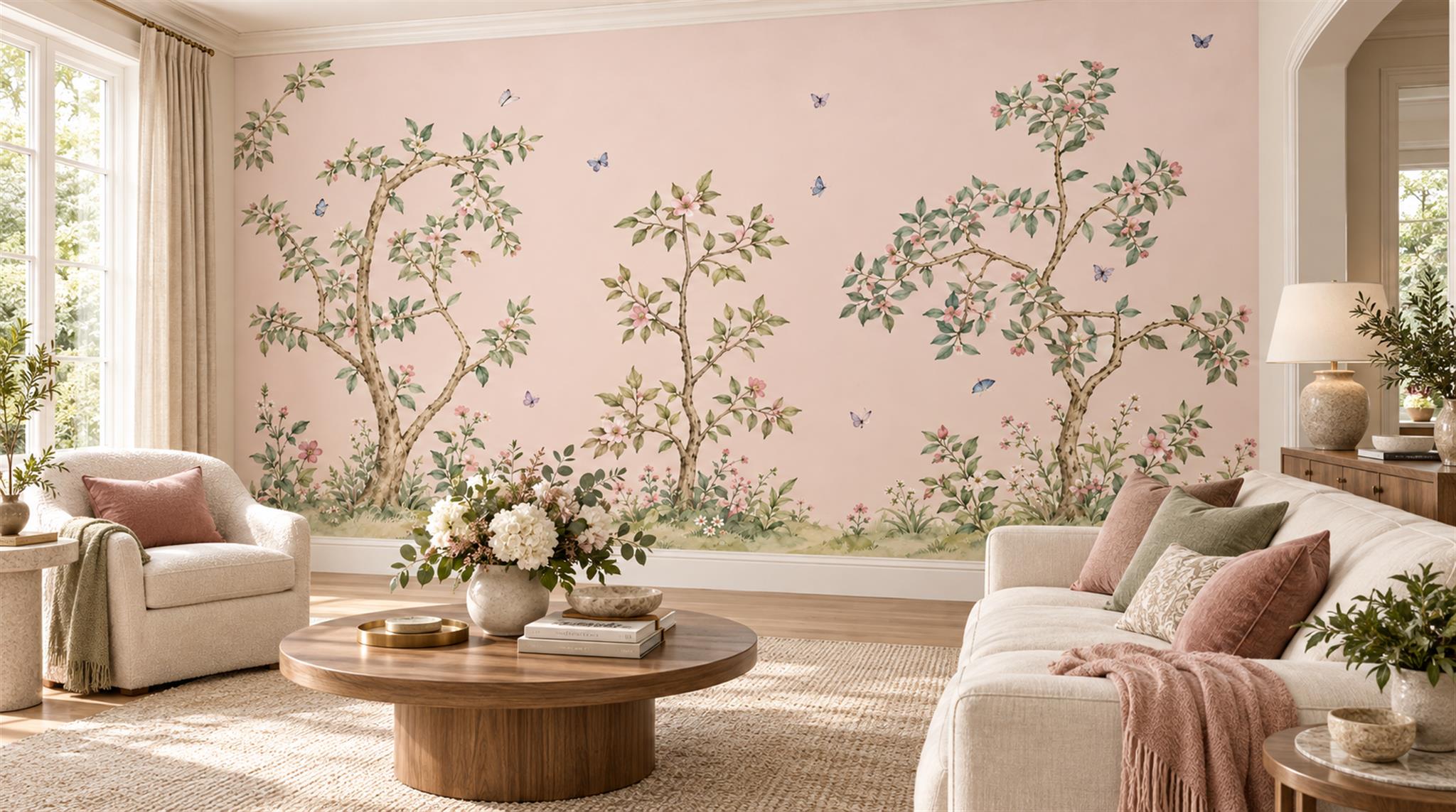 Pink Decorative Wall Art Wallpaper Mural Scene