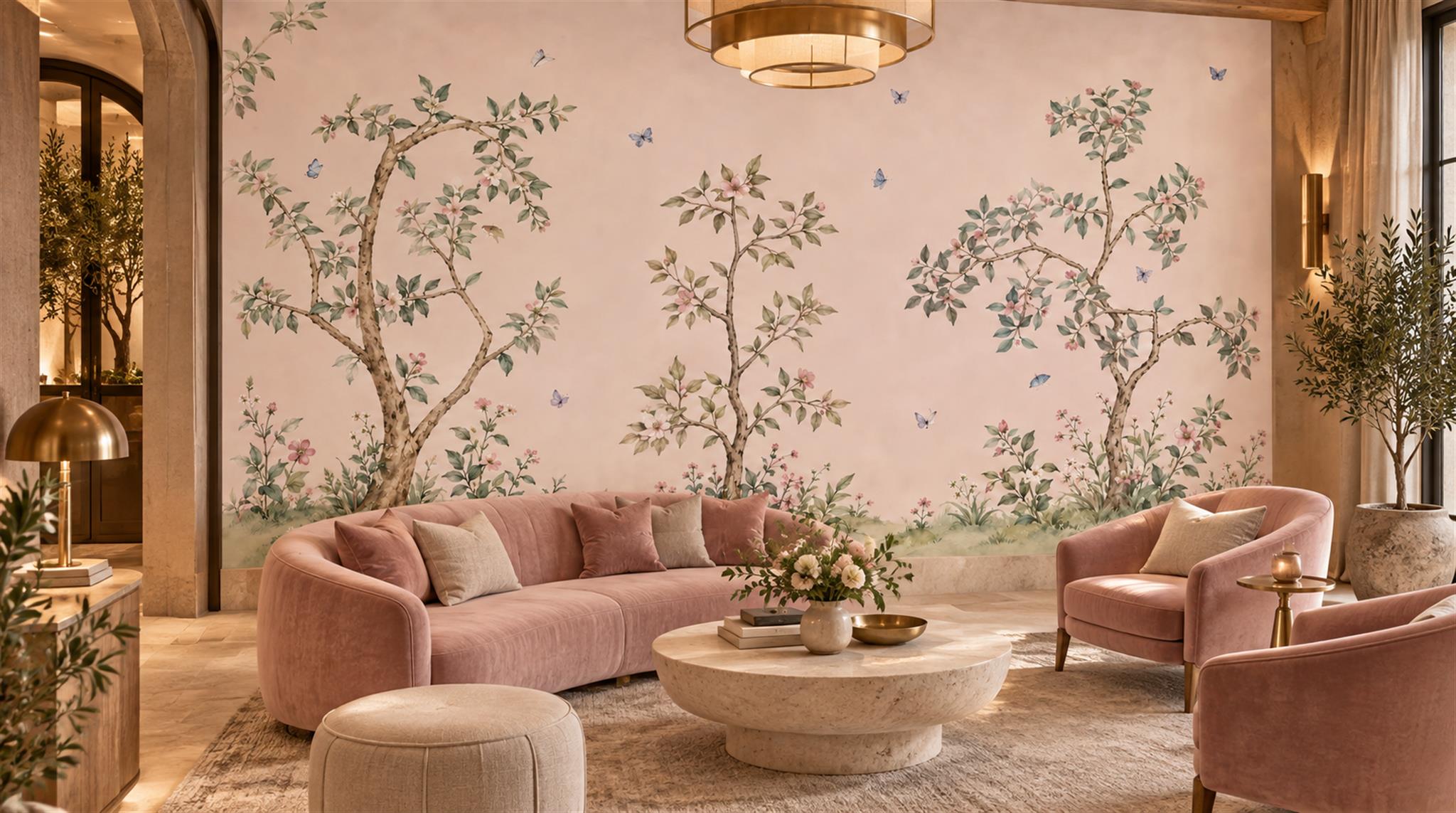Pink Decorative Wall Art Wallpaper Mural Scene