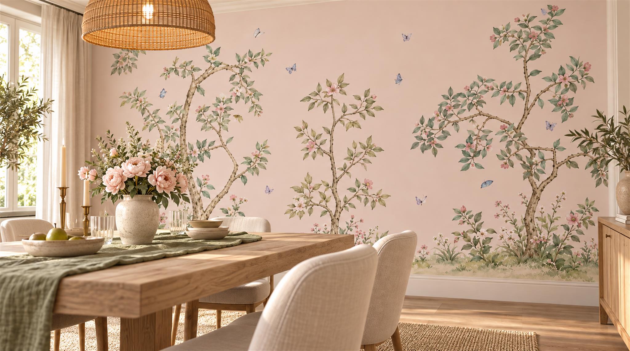 Pink Decorative Wall Art Wallpaper Mural Scene