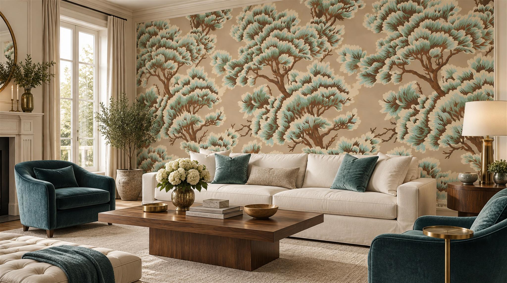 Taupe Decorative Wall Art Wallpaper Mural Scene