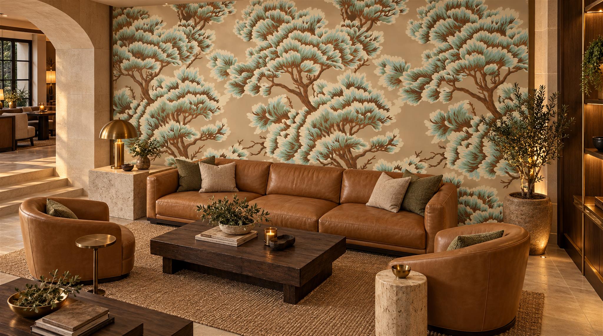 Taupe Decorative Wall Art Wallpaper Mural Scene