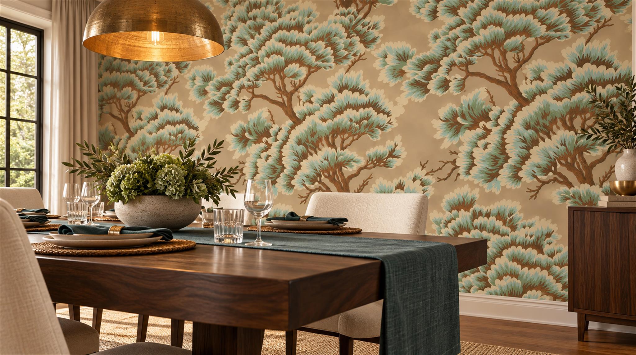 Taupe Decorative Wall Art Wallpaper Mural Scene