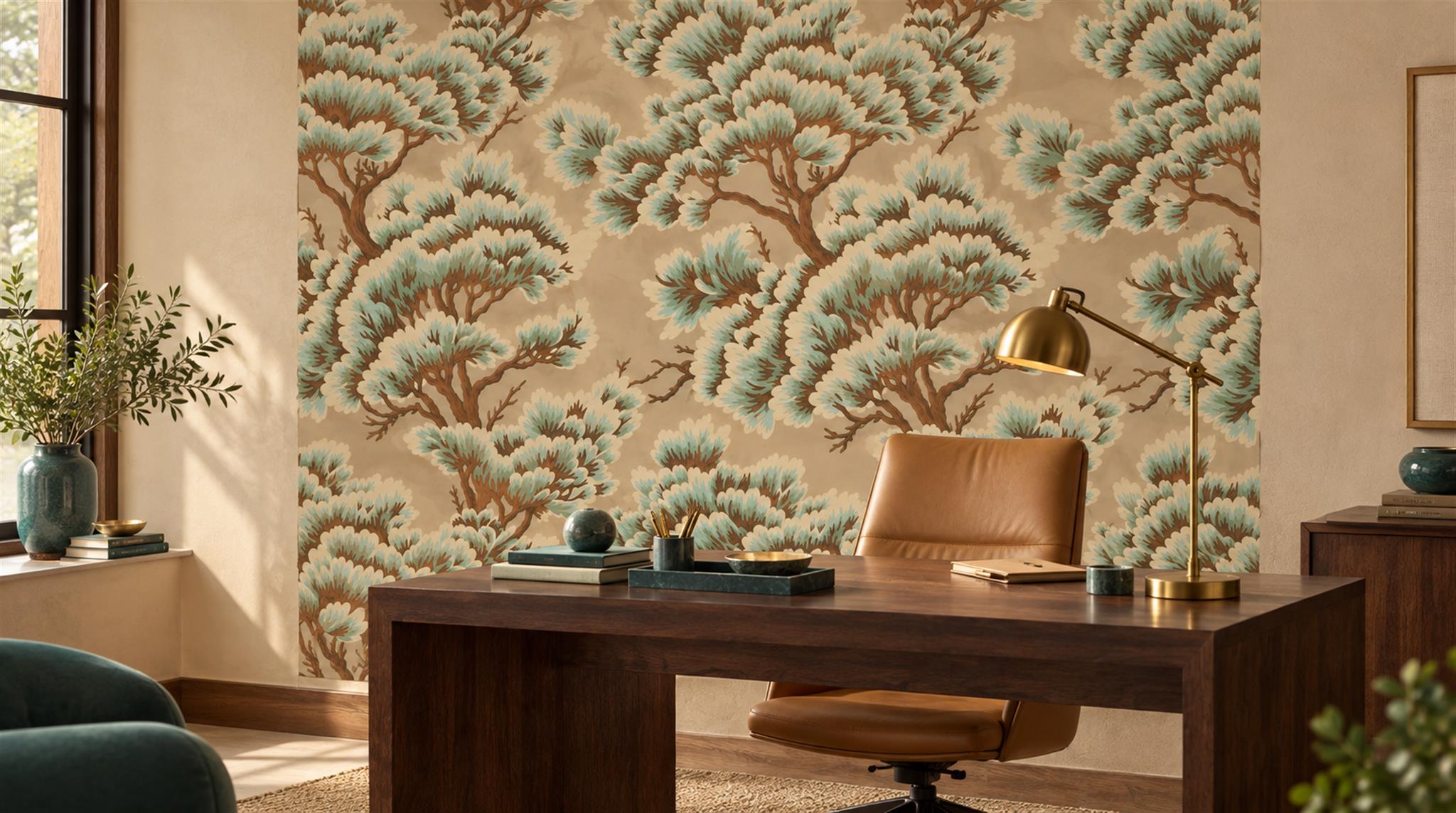 Taupe Decorative Wall Art Wallpaper Mural Scene