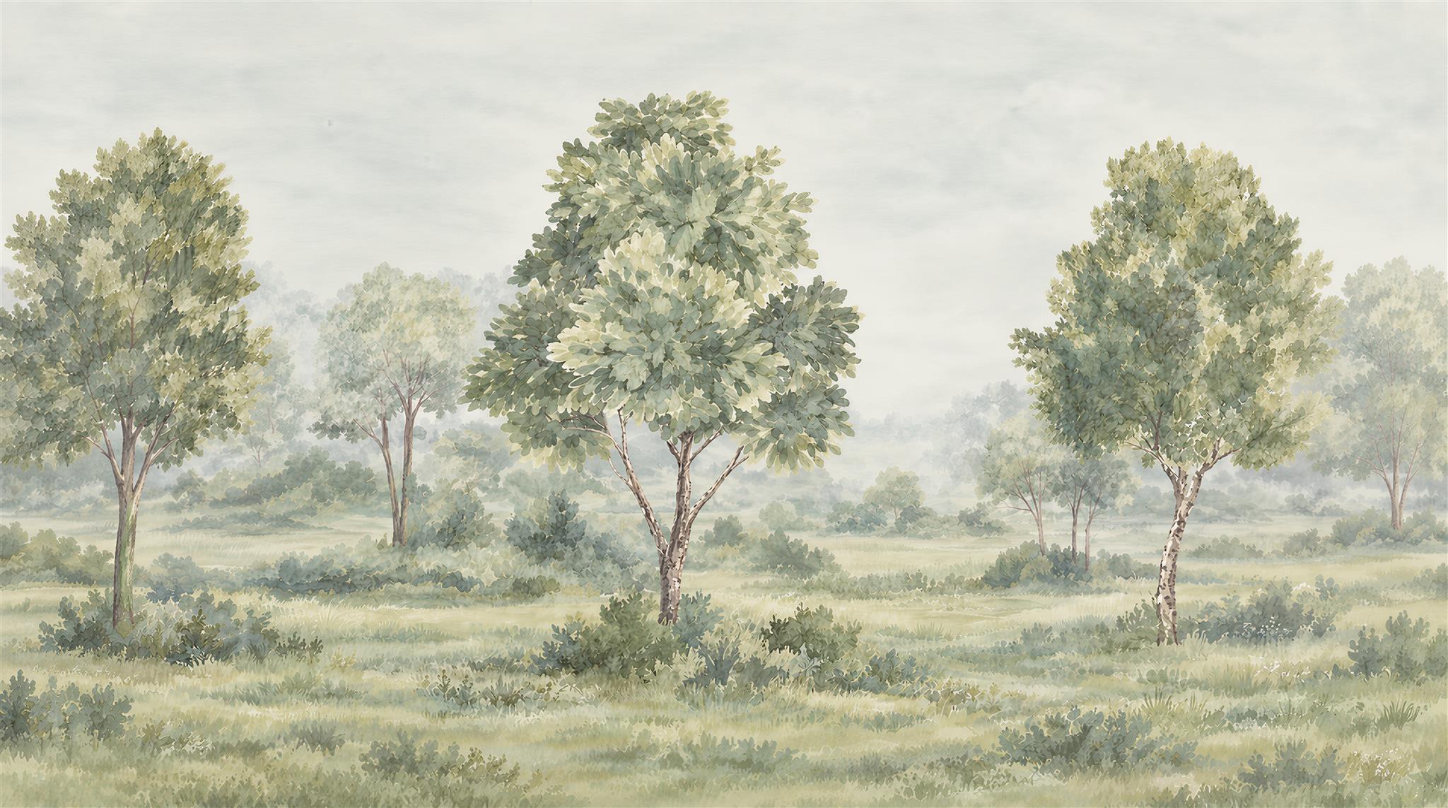 Sage Green Decorative Wall Art Wallpaper Mural Main