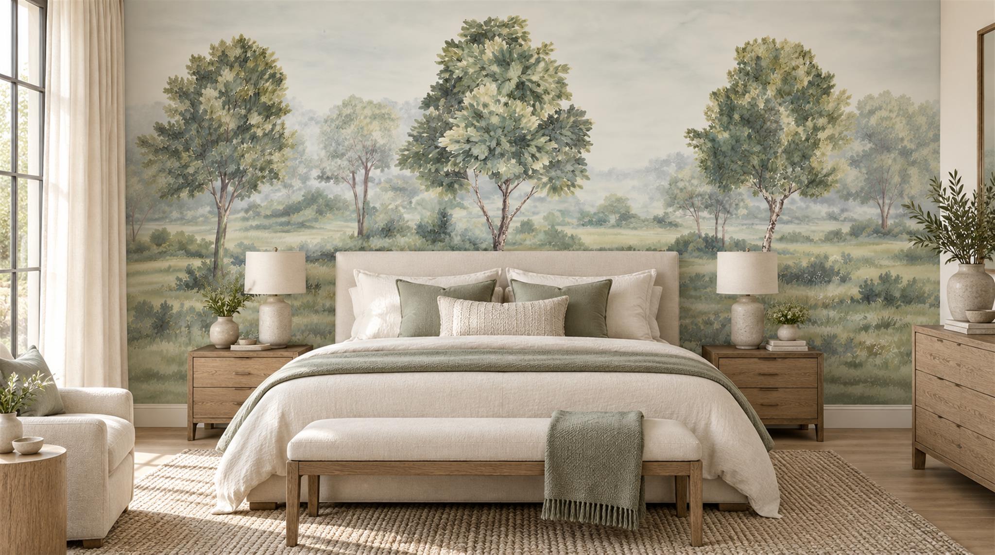 Sage Green Decorative Wall Art Wallpaper Mural Main