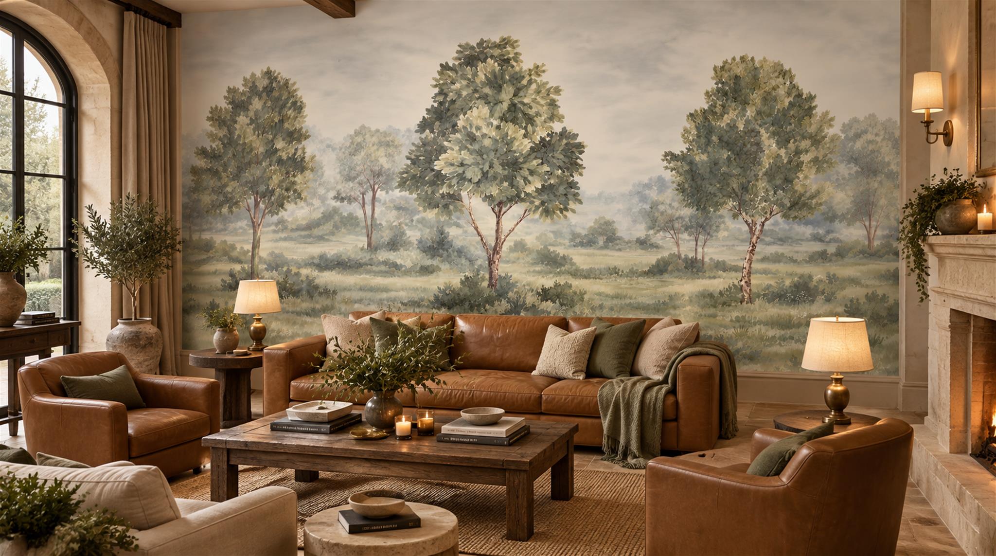 Sage Green Decorative Wall Art Wallpaper Mural Scene