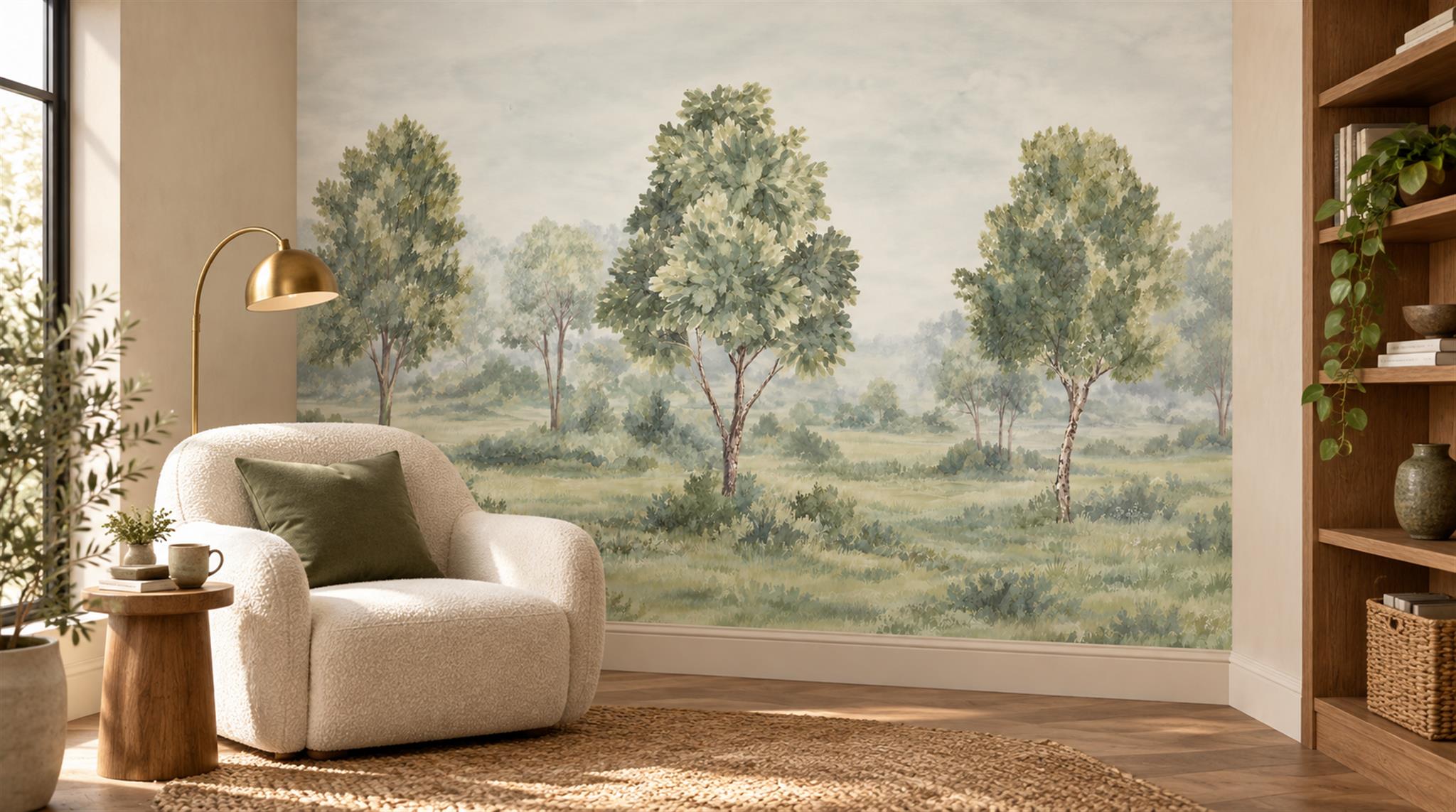 Sage Green Decorative Wall Art Wallpaper Mural Scene