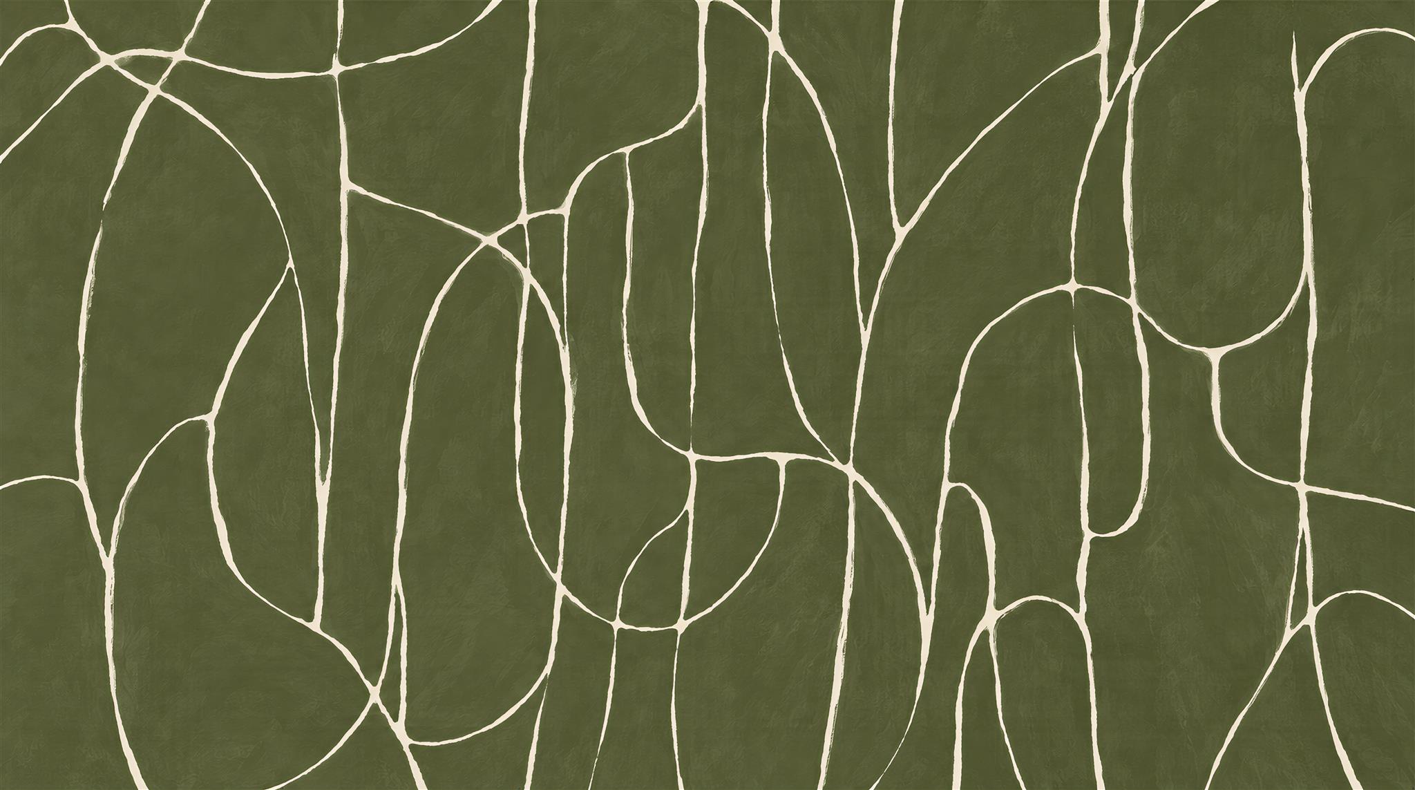 Olive Linear Geometry Wallpaper Mural Main