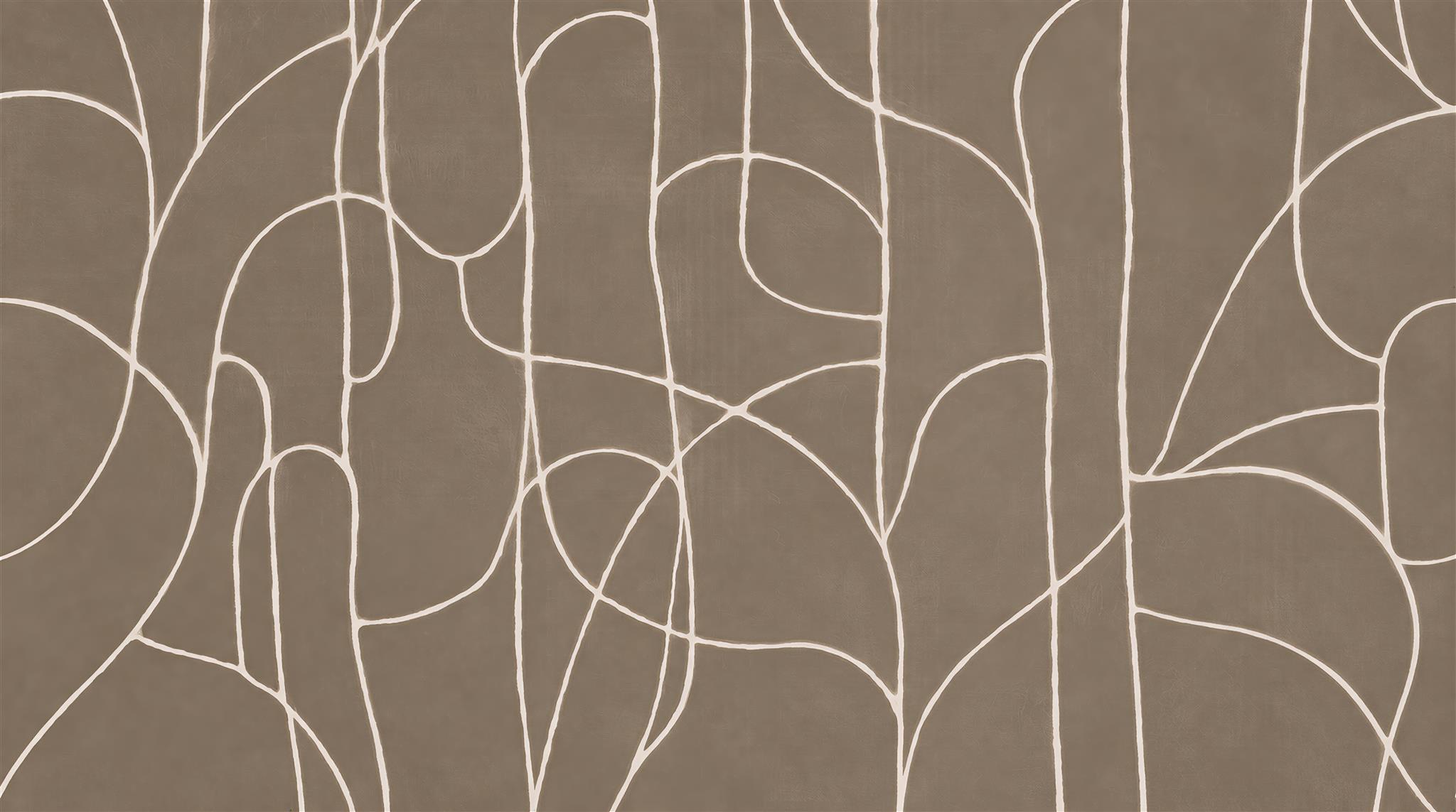Taupe Linear Geometry Wallpaper Mural Main