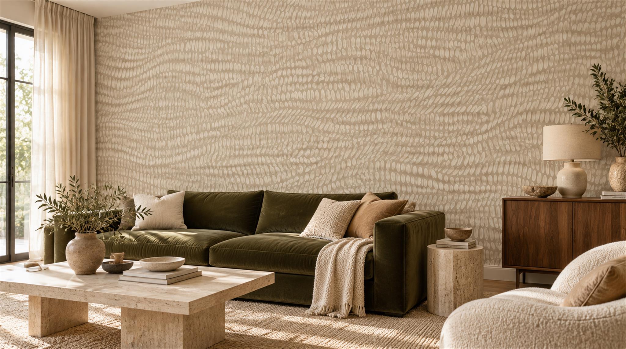 Beige Decorative Wall Art Wallpaper Mural Scene