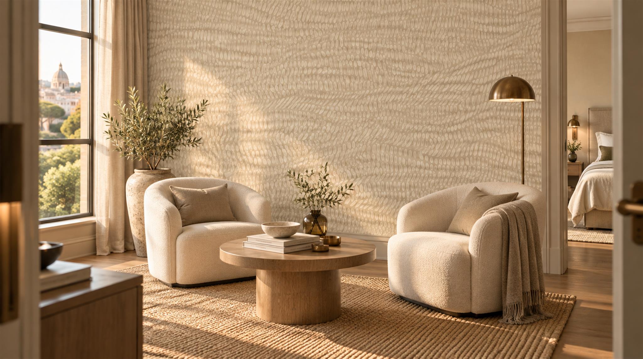 Beige Decorative Wall Art Wallpaper Mural Scene