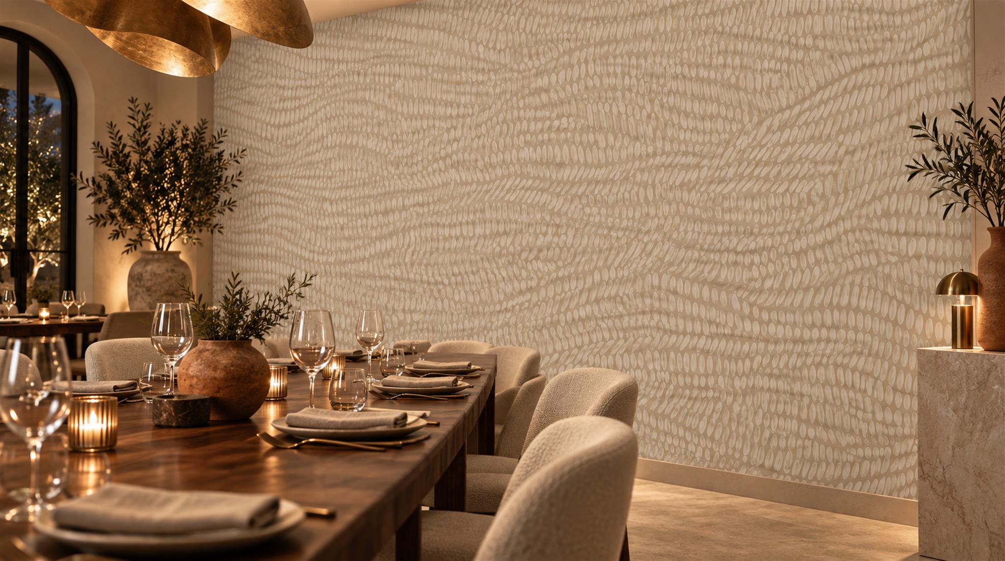 Beige Decorative Wall Art Wallpaper Mural Scene