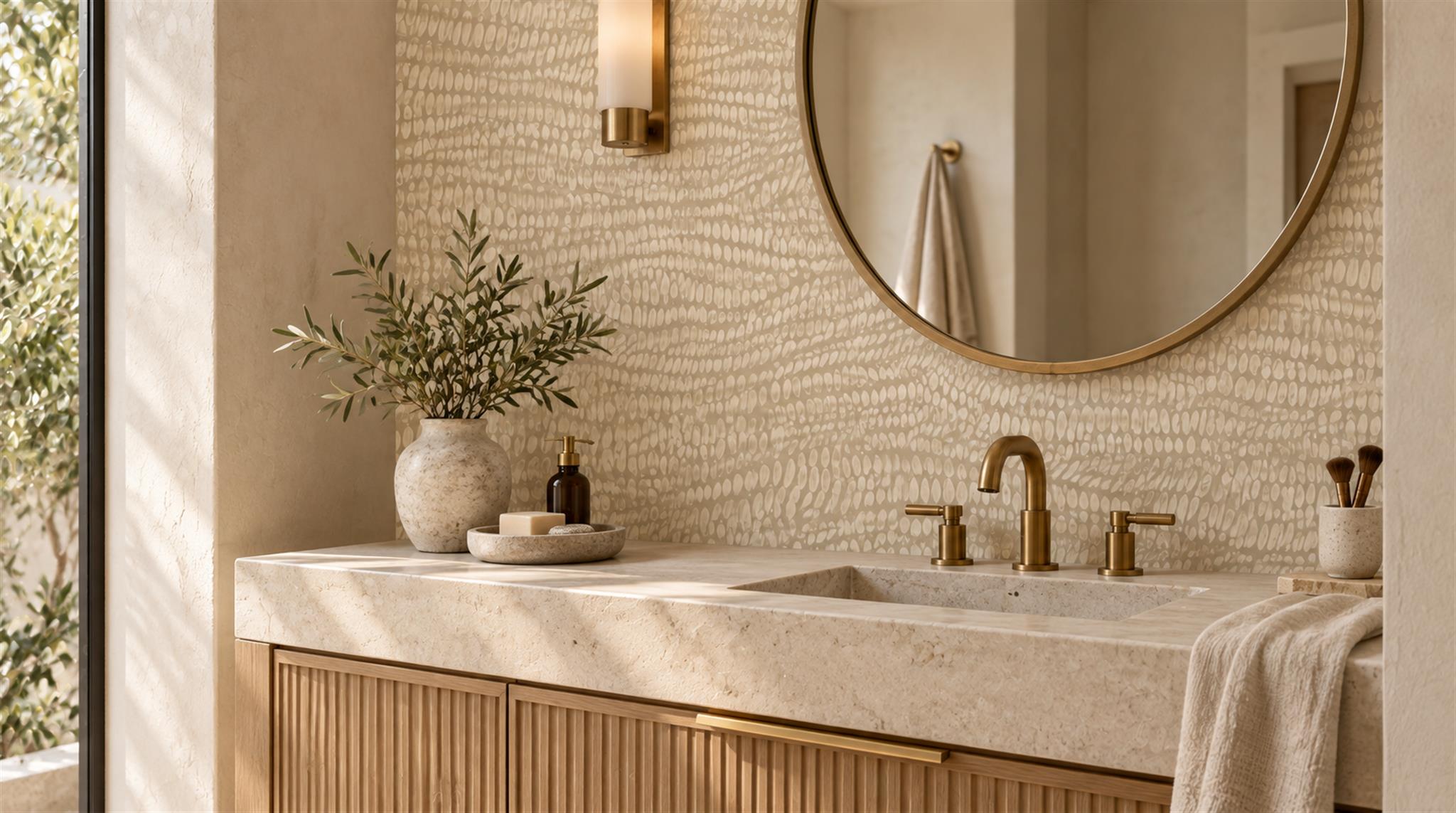 Beige Decorative Wall Art Wallpaper Mural Scene