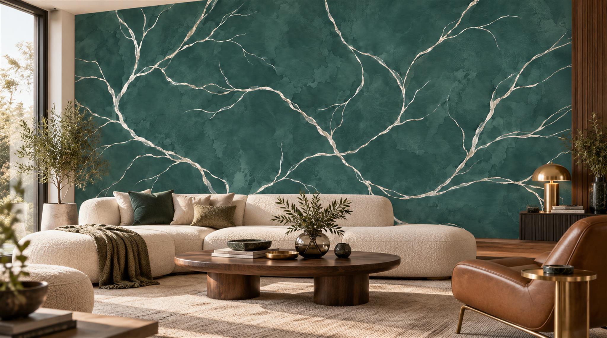 Teal Marble Veining Wallpaper Mural Scene