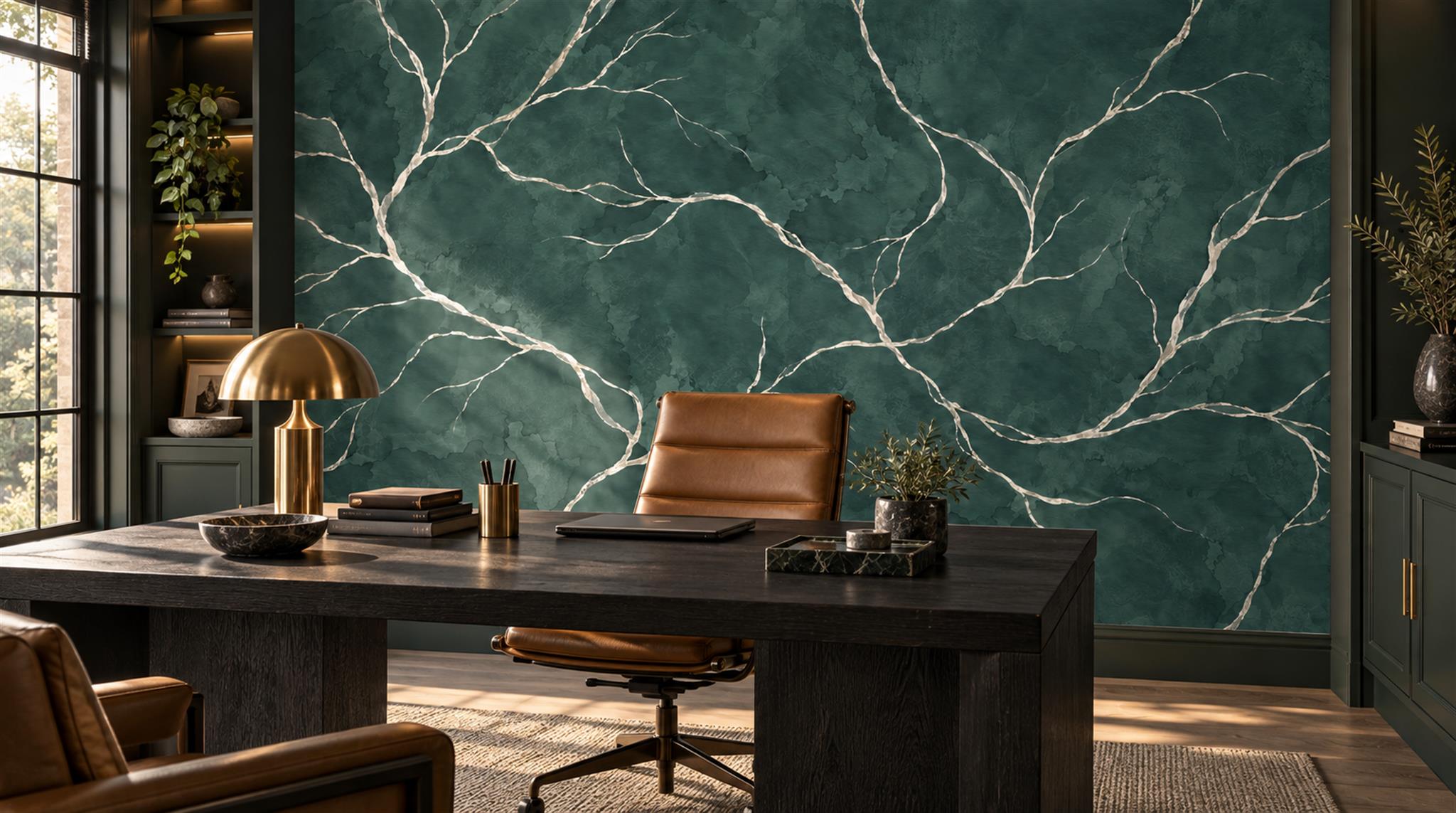Teal Marble Veining Wallpaper Mural Scene
