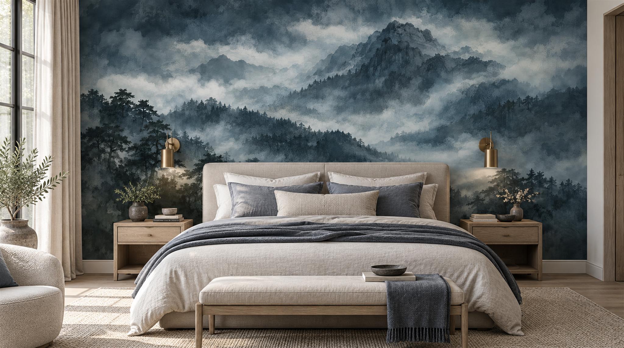 Navy Decorative Wall Art Wallpaper Mural Main
