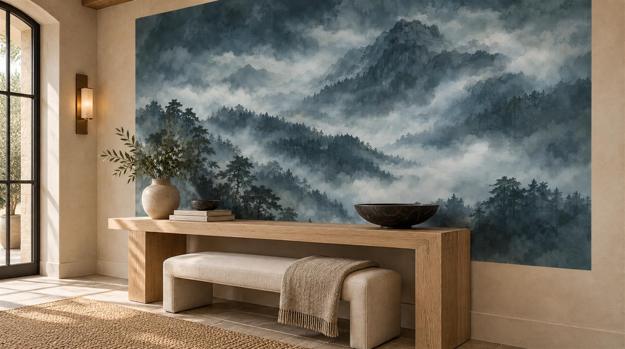 Navy Decorative Wall Art Wallpaper Mural Scene