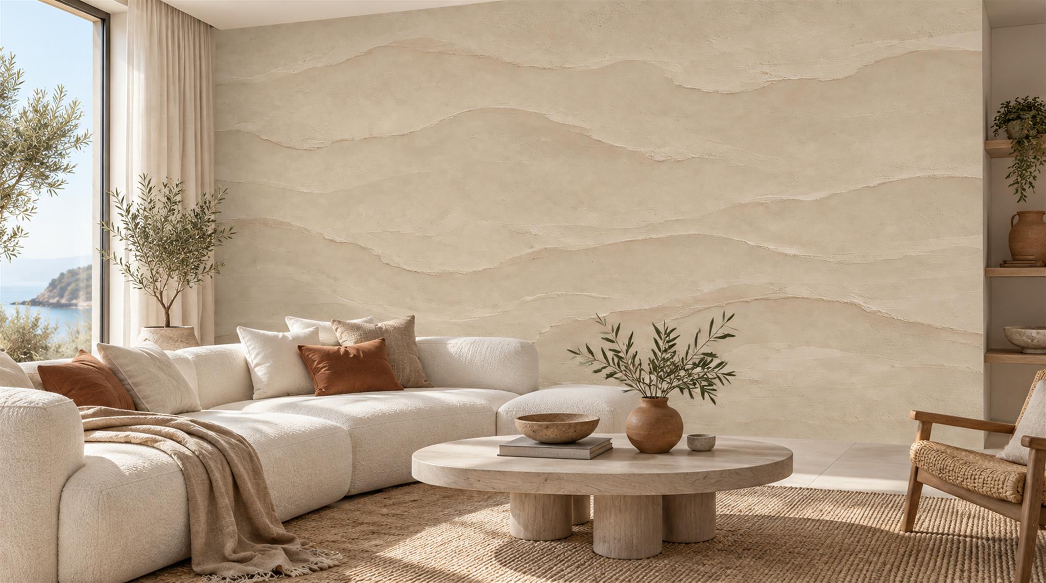 Beige Decorative Wall Art Wallpaper Mural Scene