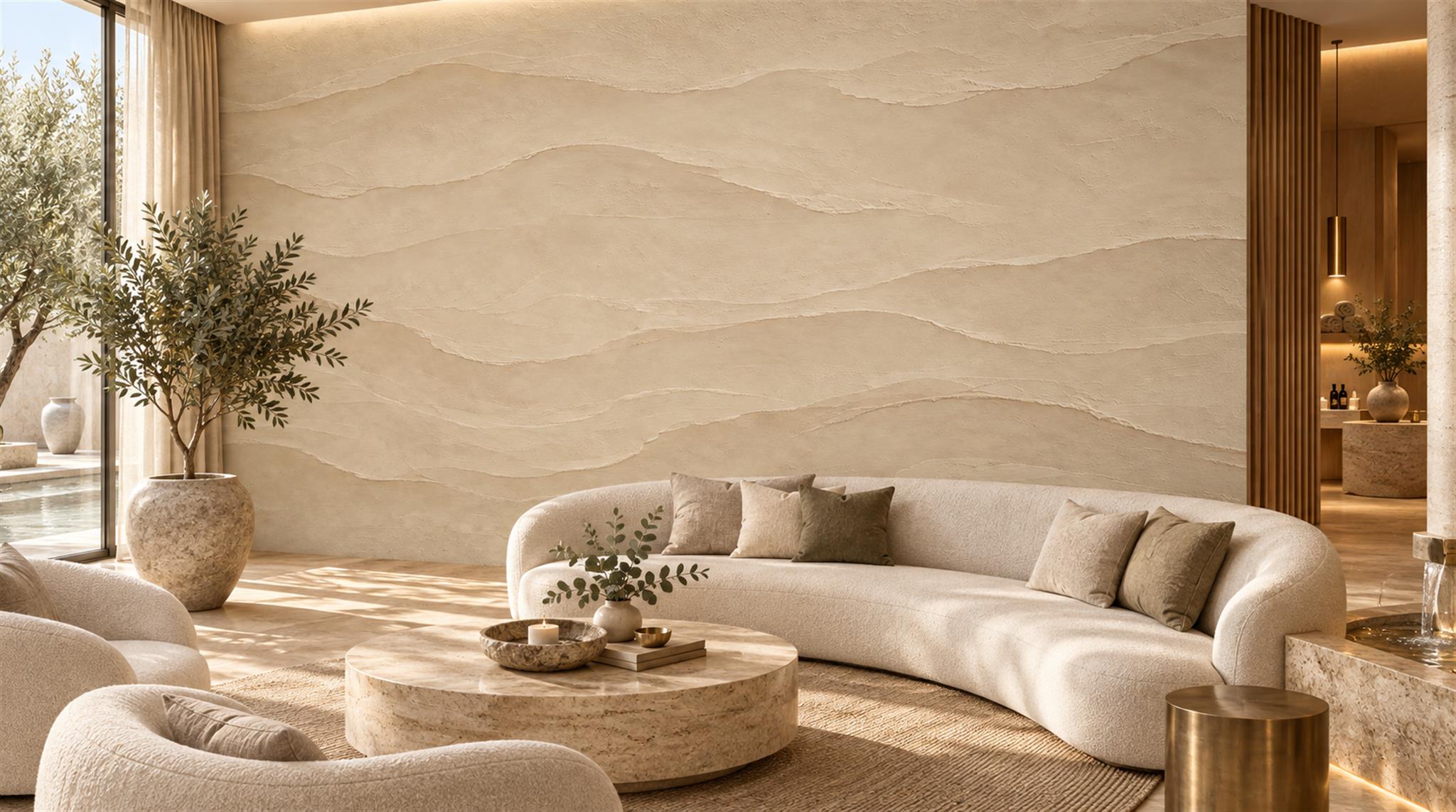 Beige Decorative Wall Art Wallpaper Mural Scene