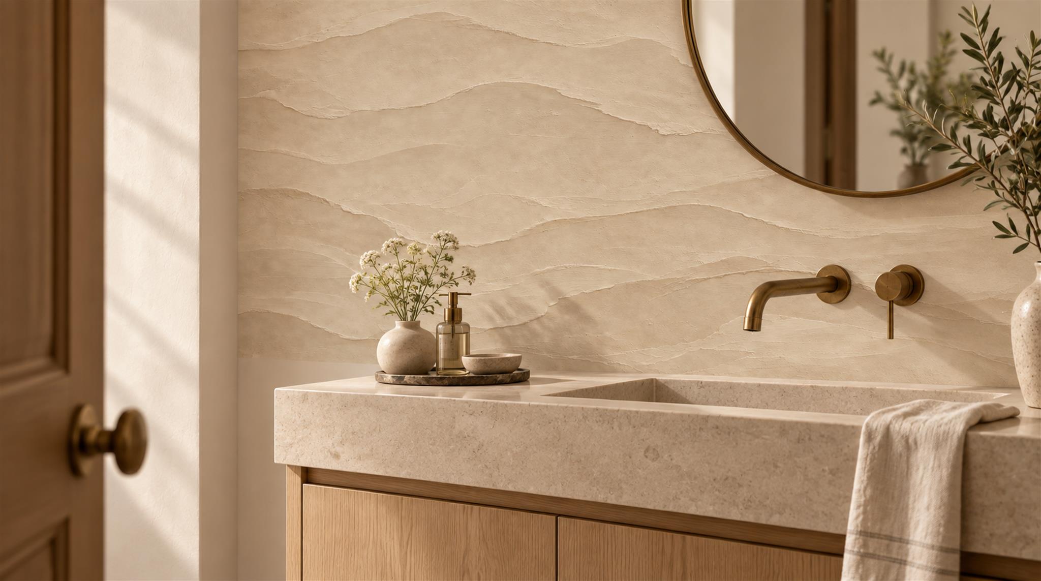 Beige Decorative Wall Art Wallpaper Mural Scene